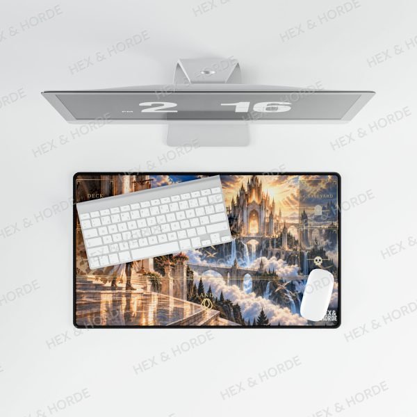 White Mana Bastion MTG playmat, Standard size