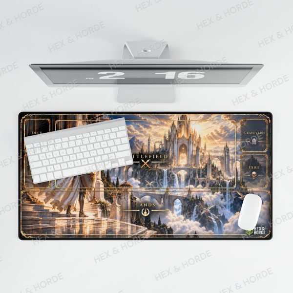 White Mana Bastion MTG playmat, Large size