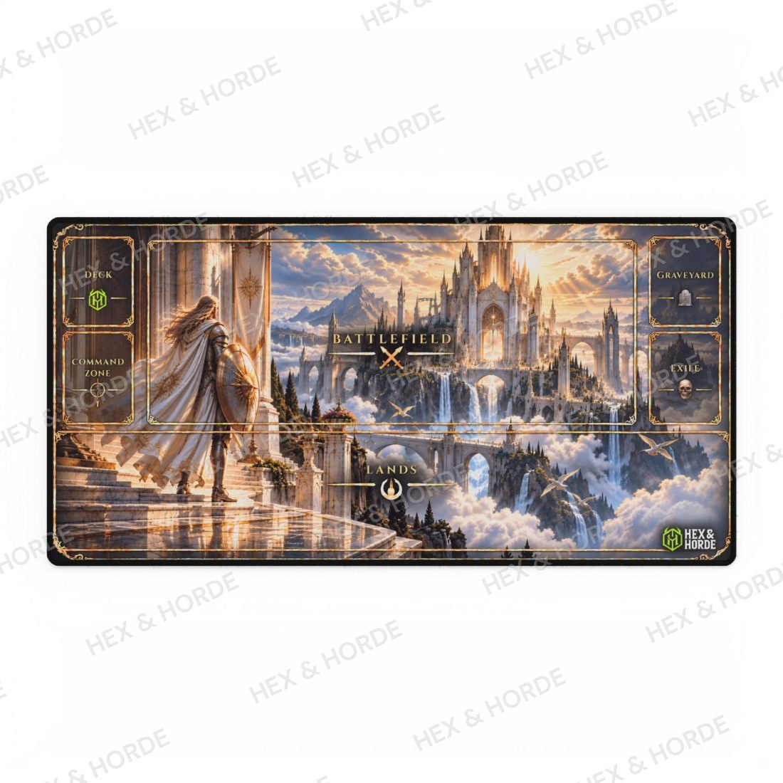 White Mana Bastion MTG playmat, Large size